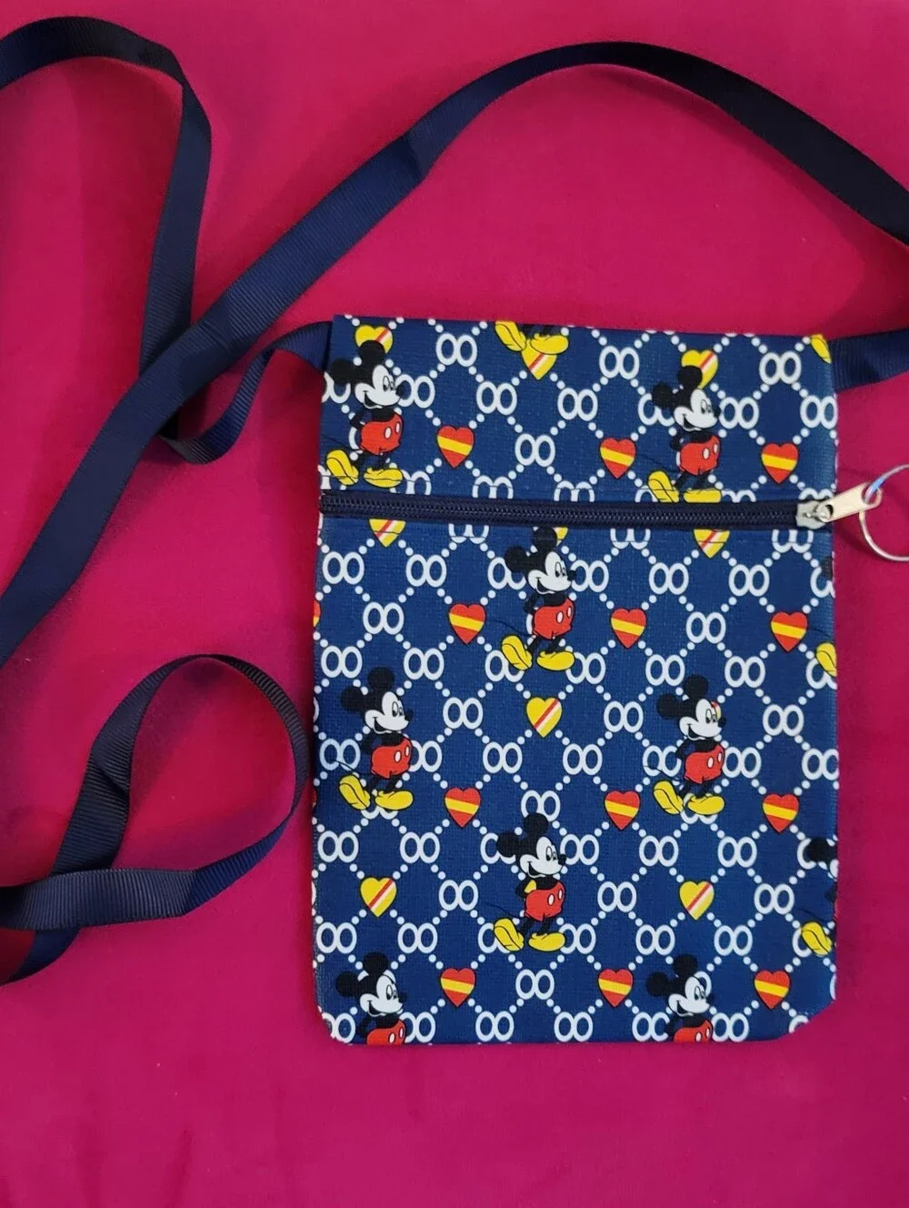 Navy Mickey Pattern Crossbody Bag